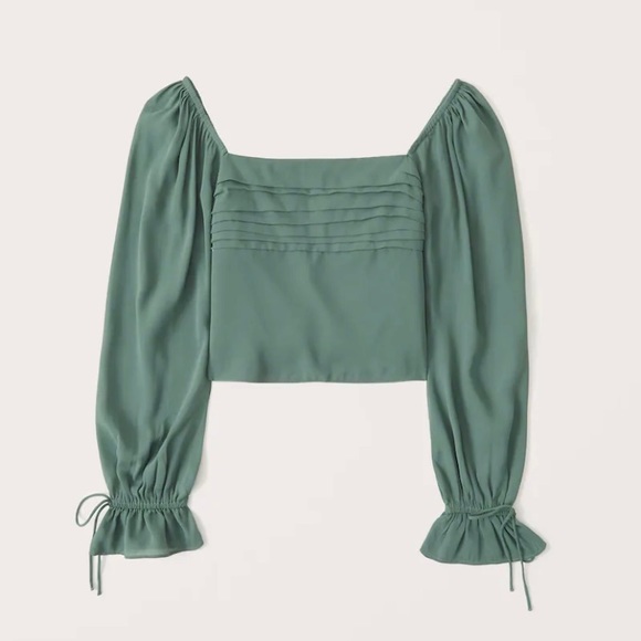 Abercrombie & Fitch Tops - NWT Abercrombie Green Long-Sleeve Pleated Tie Sleeve Top (Small)